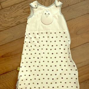 Nested bean sleep sack in white with black dots